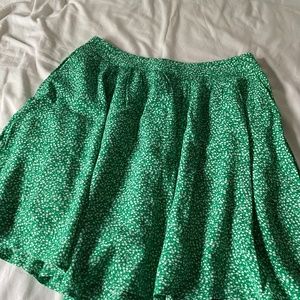 Floral green skater skirt